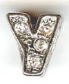 1 9mm Silver Slider with Rhinestones - Letter "Y"